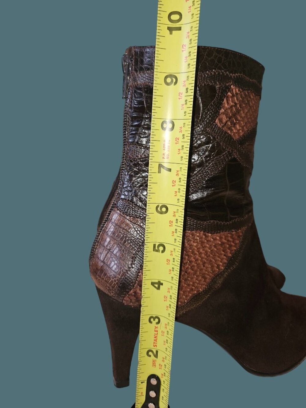 Stuart Weitzman Brown Suede Animal Skin Print Pointed Toe  Booties Women 10M - Picture 13 of 13